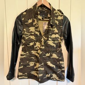 Last Kiss Camo Jacket w/ Faux leather sleeves